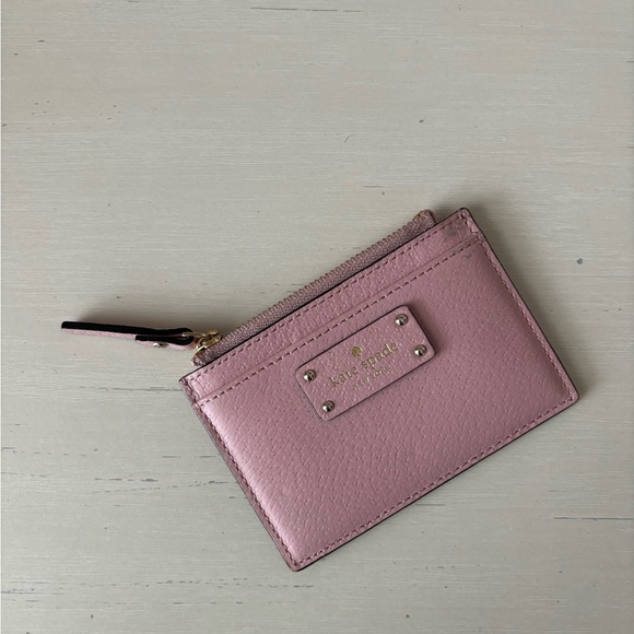 Kate Spade Jeanne pink pebbled leather mini card holder pouch - Picture 2 of 5